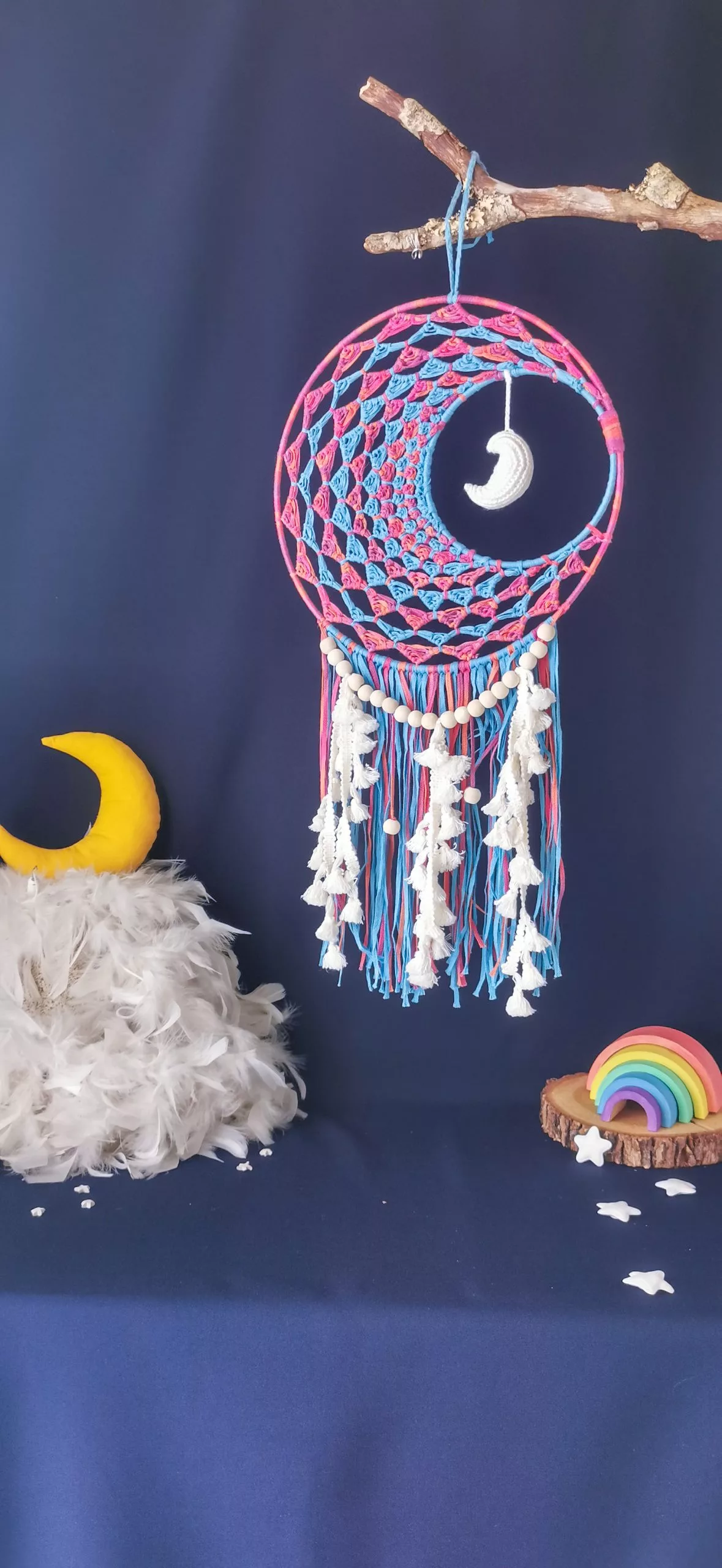 Attrape-rêve lune - "Blancheur de lune" 🌙